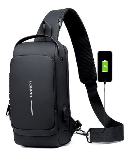 Minimochila Transversal Para Hombre Con Pecho Diagonal+usb [