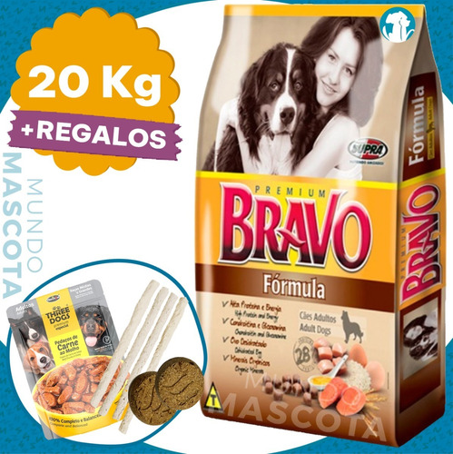 Comida Perro Adulto Bravo Formula 20 Kg + Envío + Regalo