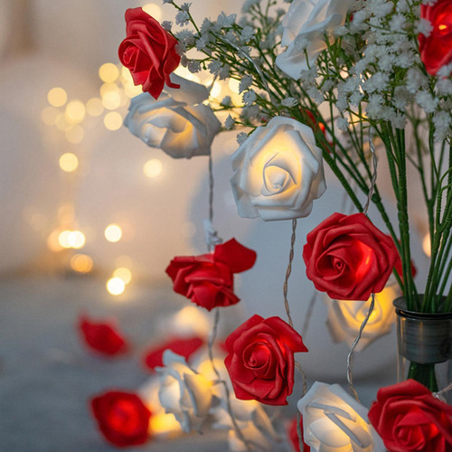 Led Rose Flower Fairy String Light Foam Rose Fairy Lights
