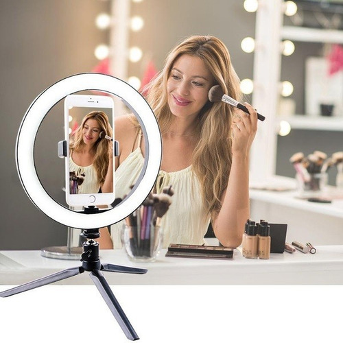 Aro De Luz Led 26cm Con Tripie Y Soporte Para Celular