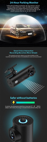 Grabador De Conducción Wifi Visión Nocturna Hd 1296p Con