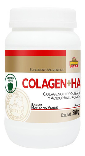 Imagen 1 de 1 de Suplemento en polvo Pronat  Colágeno Hidrolizado Colagen+HA colágeno hidrolizado sabor manzana verde en frasco de 0.25g 12 un