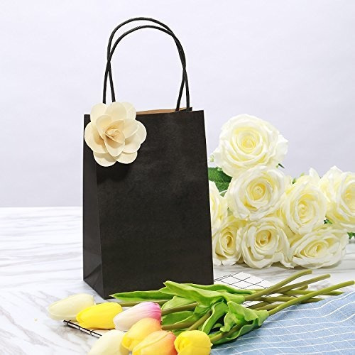 Imagen 5 de 9 de Bolsas De Papel Kraft Negras Con Asa, Bolsa De Compras,
