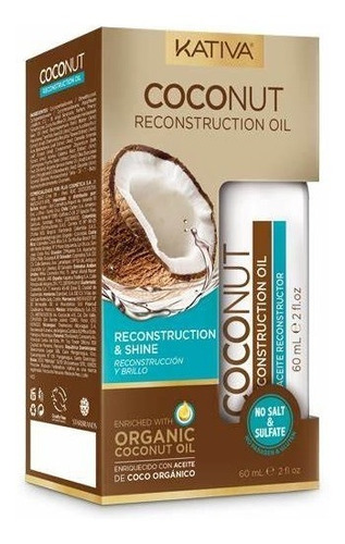 Aceite Coconut Kativa 60ml Nutrición + Brillo
