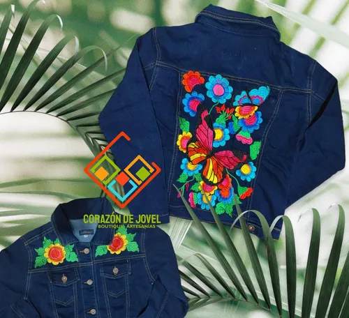Chamarra Mezclilla Flores Bordadas MercadoLibre