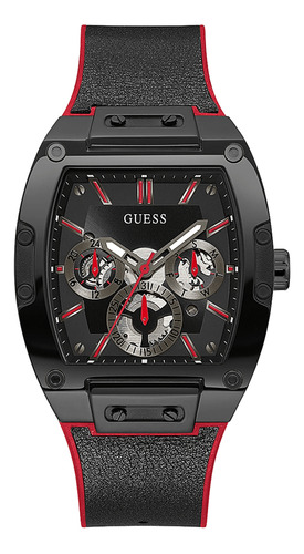 Reloj Guess GW0202g7 para hombre, negro y rojo, caucho