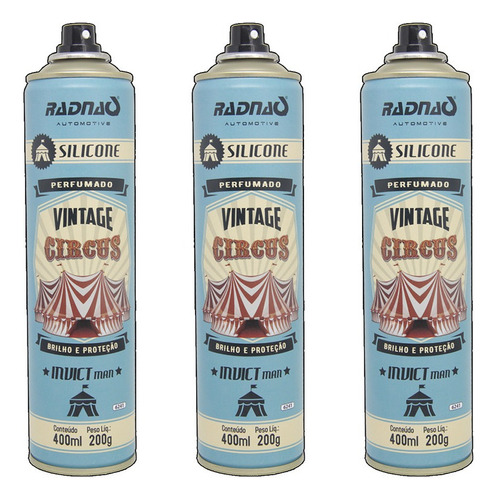 Kit 3 Unidades Spray Silicone Perfumado Vintage 400ml Invict Cor Incolor