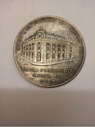 Medalla Banco Provincia Santa Fe 1923 Piedra Fundamental