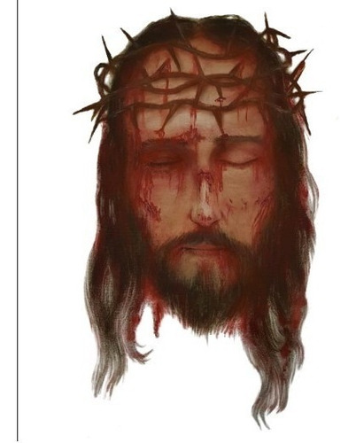 Sagrada Face De Jesus Crucificado Em Tecido Cor diversas Cor da armação Madeira