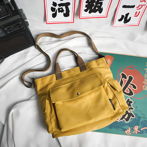 Bolso de hombro Bolso de hombro de lona para compras y viajes, color amarillo