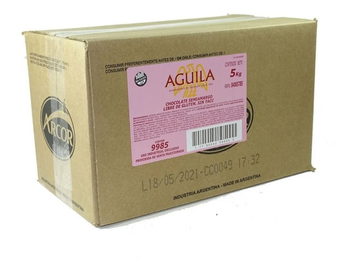 Caja X 5 Kg Chocolate Aguila Taza Semiamargo