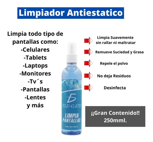 Imagen 5 de 6 de Kit De Limpieza 5 Pz Aire Comprimido Alcohol Toallas Húmedas