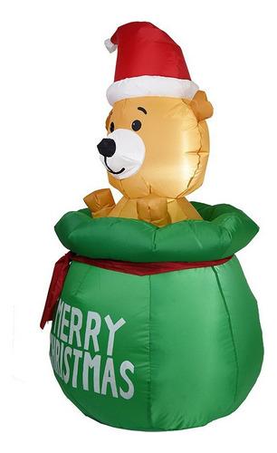 Bolsa Inflable De Oso Navideño De 1,5 Metros Con Luz Led
