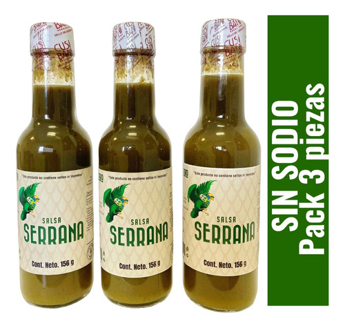 Salsa Picante Serrana, Sin Sodio, Kosher, Vegana 156g