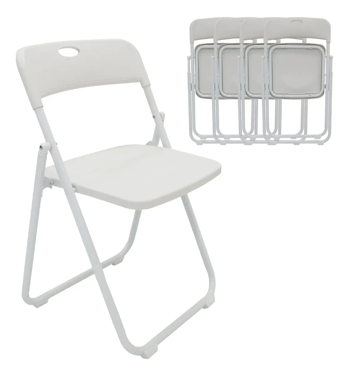 Sillas Set De 4 Sillas Plegables Reforzada Blancas Blanco Sipl04bl