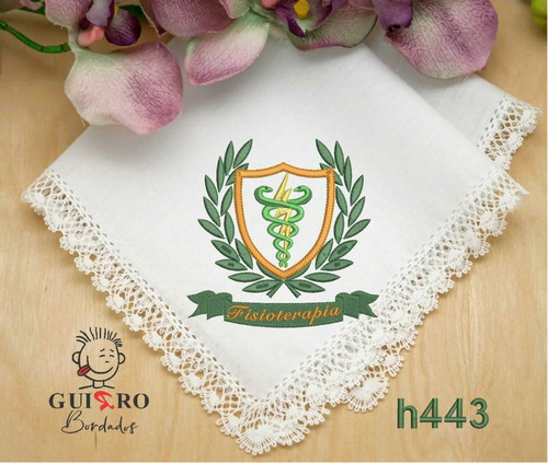 Matriz Bordado Ponto Cheio Fisioterapia Brasão Arabesco H443
