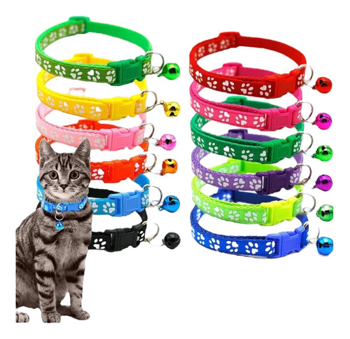 Collar Mascota Pequeño Gato Perrito Ajustable Colores Unidad