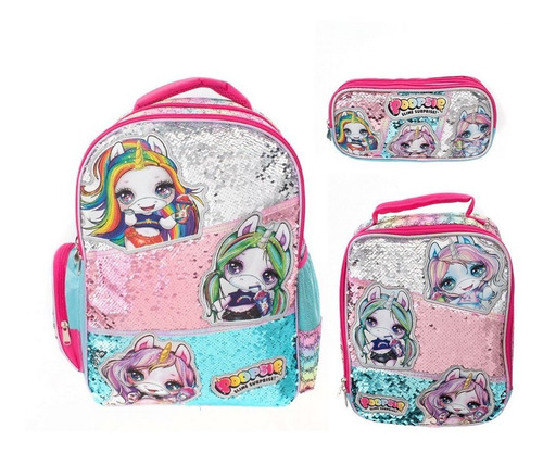 Kit De Mochila Lonchera Y Lapicera Poopsie Primaria Ad219