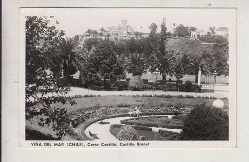 1955 Postal Viña Del Mar Castillo Brunet Con 2 Sellos Chile