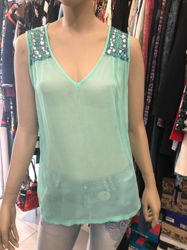 Musculosa De Gasa Importada Con Piedras