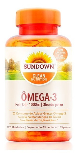 Mega 3 Sundown 120 Caps Fish Oil 1000 Mg Óleo De Peixe Puro