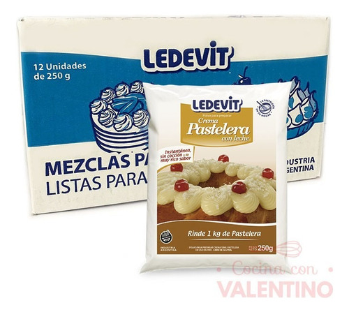 Crema Pastelera En Frio - Caja X 12 Ledevit 250gr Valentino