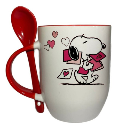 Taza Con Cuchara, De Snoopy Enamorado