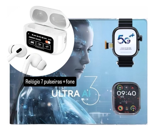 Smartwatch Ultra 3 Ai Chip 5g Câmera Wifi 16gb + 7 Pulseiras