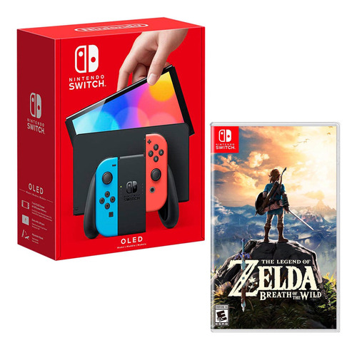 Consola Nintendo Switch Oled Neon + Zelda Breath Of The Wild