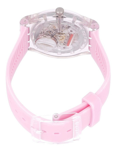 Reloj Pulsera Swatch Polarose Suok710 de Silicona Color de Correa Rosa Color de Bisel Plateado Color de Fondo Rosa