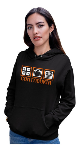 Sudadera Negra Unisex Para Fiestas Contaduria Juvenil Noviem