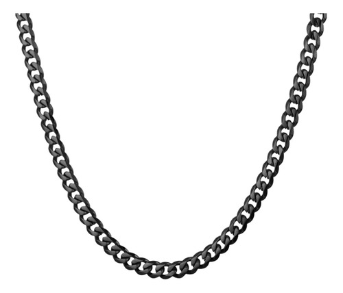 Cadena Cubana 5 Mm Para Hombre Mujer De 45 Cm Acero Negro 