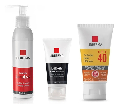 Kit Limpieza + Detoxify Hidratante + Protector 40 Lidherma