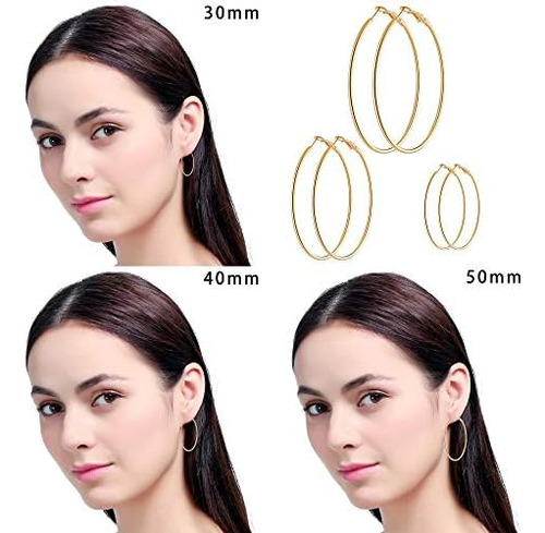 8 Pares De Aretes De Aro Dorados De Acero Inoxidable, Conjun