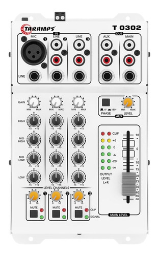 Mesa De Som Equalizador Taramps T 0302 3 Canais 2 Saídas