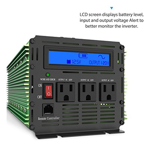 Edecoa Inversor Onda Sinusoidal Pura Pico Cc Ca Pantalla Cr