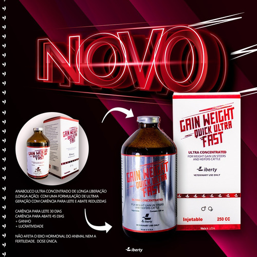 Suplemento Gain Weight Ultra Fast 250ml Engorda Rápida Boi