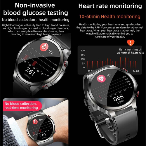 Smartwatch De Frequência Cardíaca, Açúcar No Sangue