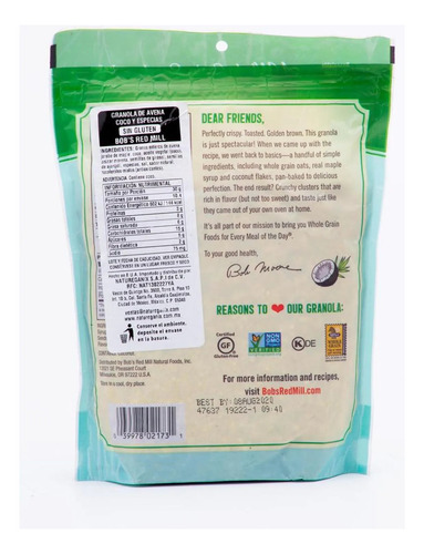 Granola Sin Gluten Coco Especias Integral Sin Azúcar 312g