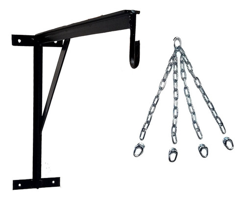 Imagen 2 de 10 de Soporte Pared + Cadena Bolsa Boxeo Hierro Reforzado Kick Pro