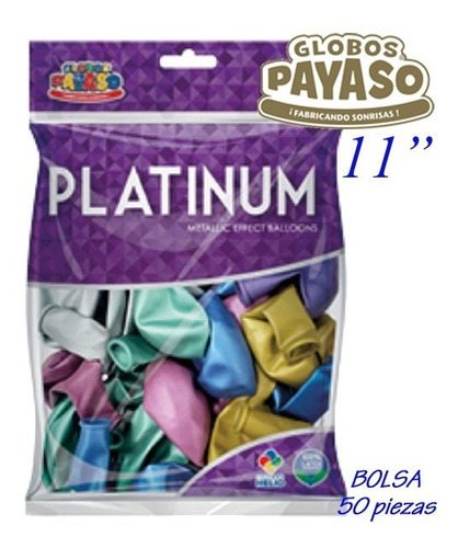 Globo Latex Payaso Redondo #11 Platinum Surtido C/50 Pzas