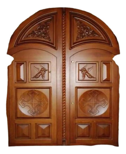 Puerta De Madera Labrada Elegante Para Templos E Iglesias