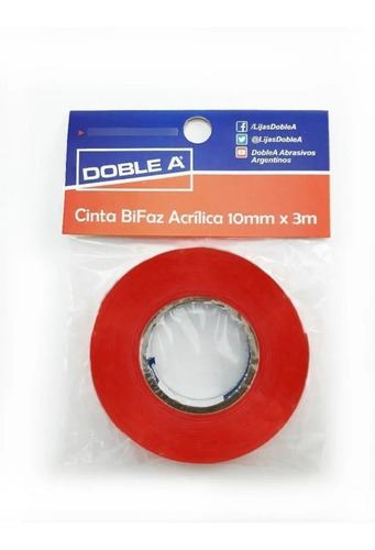 Imagen 1 de 5 de Cinta Acrilica Doble Faz Doble A 10 Mm X 3 Mts Transparente