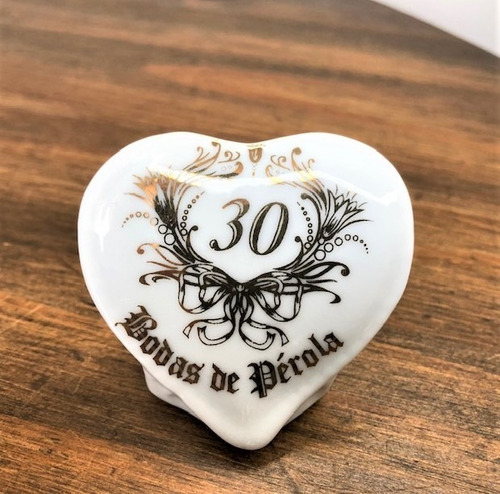 Imagem 4 de 5 de Kit 5 Lembrancinha Coração Bodas Pérola 30 Anos De Casamento