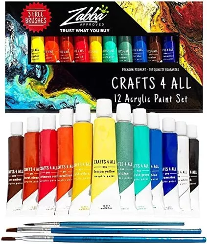 Pincel para pintar acrílicos, 12 colores, tubos de – Grandado