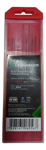 Eletrodo De Tungstênio 1,0mm 2% Tório Carbografite 150mm