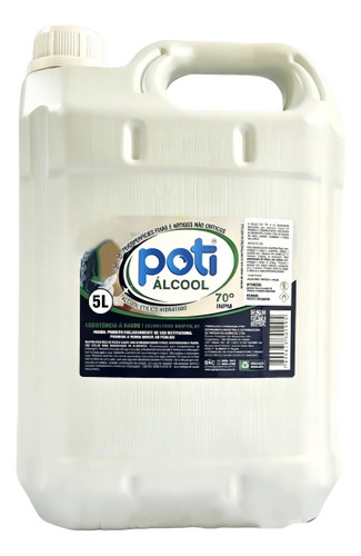 Álcool Etílico Hidratado 70o Inpm - 5l - Líquido Poti