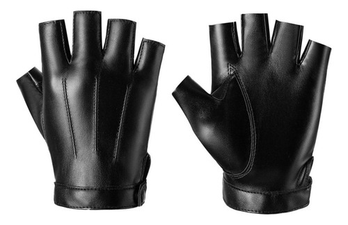 Guantes De Cuero Pu Protección Sin Dedos Guantes De Medio