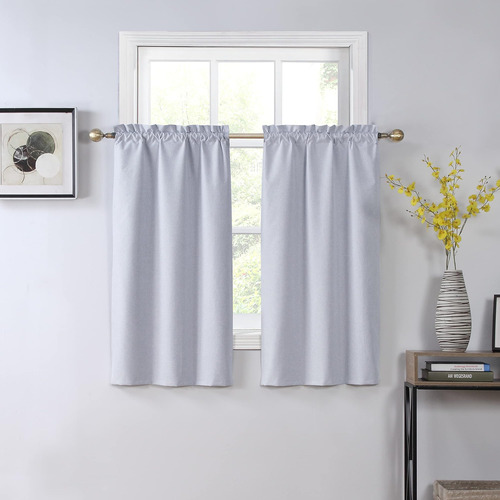 Easy Home Cortinas Opacas 100% De Lino Sintético Texturizado