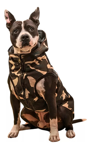 Campera Para Perros Camuflada Marca Elecant | Chaleco Militar En Gabardina Talle 7 | Abrigo Para Mascotas Con Capucha | Ropa Para Perros Grandes |